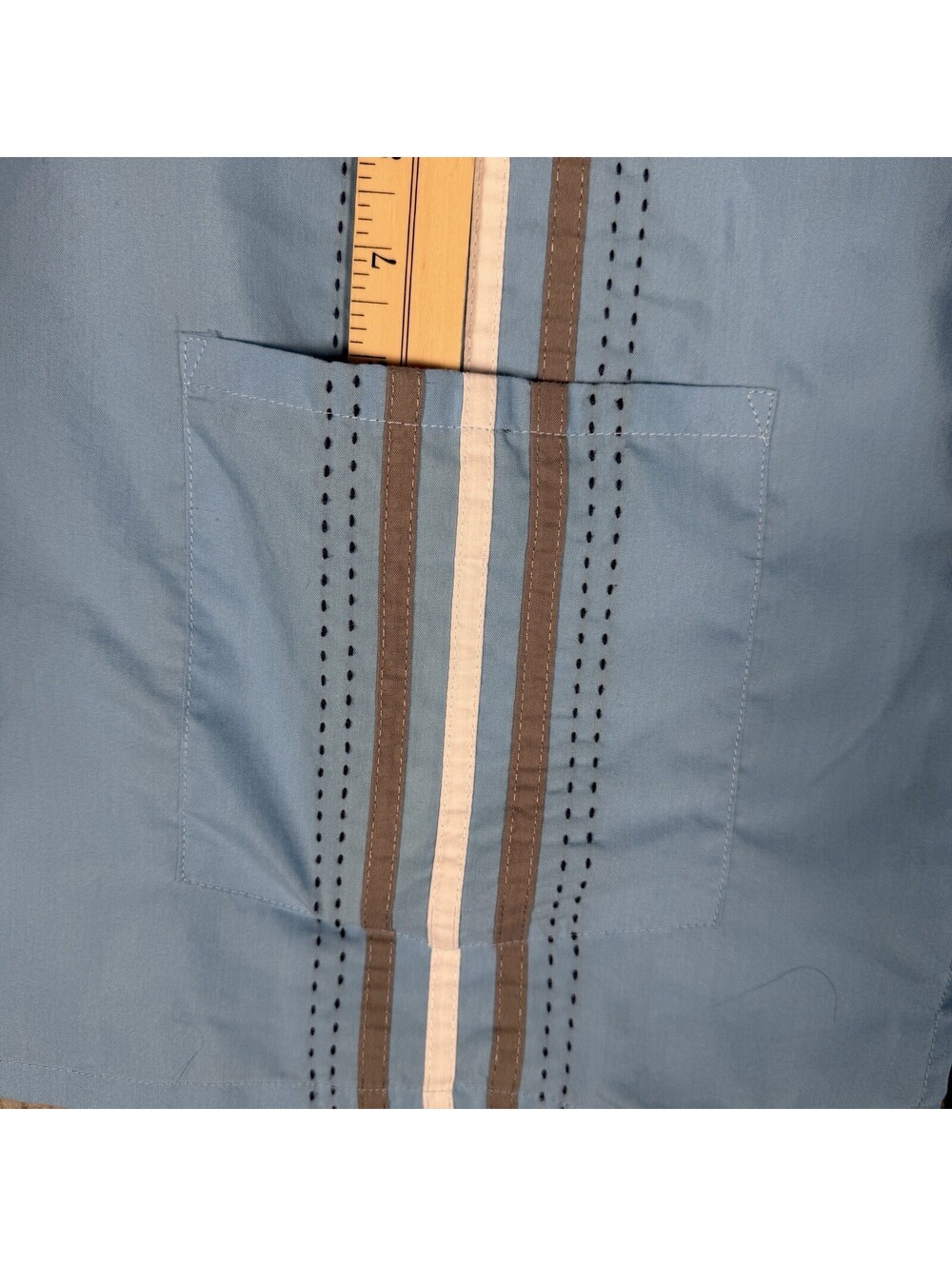Haband Guayabera Shirt Mens 3XLT Blue Pink Zip Up Embroidery Short Sleeve Lot 2 - Picture 13 of 15
